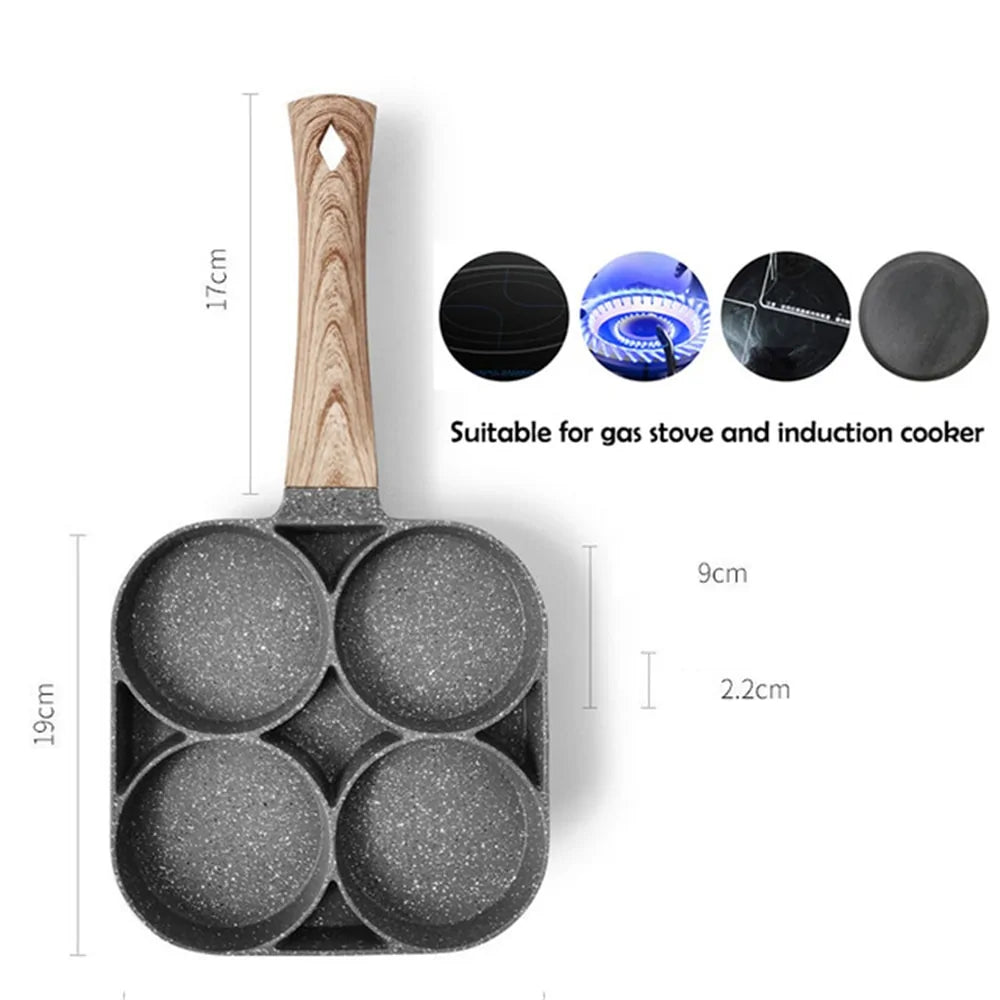 Four-Hole Non-Stick Omelet Pan: Versatile Breakfast Cookware Rieworkes