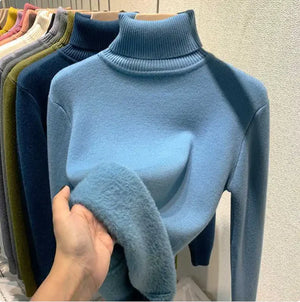 Cozy Velvet Art Retro Turtleneck Pullover Sweater Rieworkes