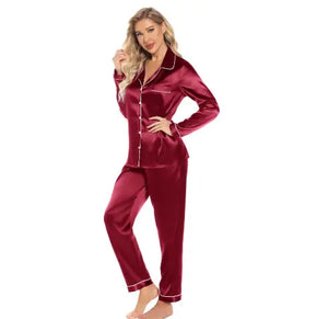 Women's Satin Silk Pajamas 2-Piece Set for Home Wear Mimarta