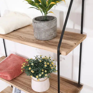 Gardenia Floating Shelf With Metal Brackets, Wall Mounted Rustic Wood Wall Storage, Decorative Hanging Display For Trophy Mimarta