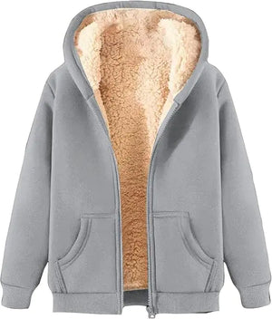 Womens Fleece Hoodie Jacket Oversized Thick Sherpa Lined Thermal Zip Up Coat Winter Warm Sweatshirt with Pockets Mimarta