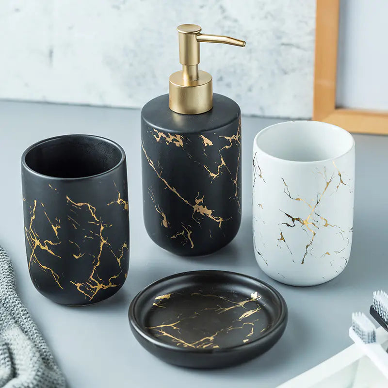 Nordic Luxury Marble Ceramic Bathroom Set (5 Pieces) Mimarta