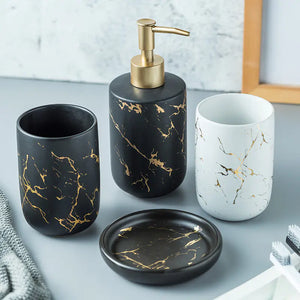 Nordic Luxury Marble Ceramic Bathroom Set (5 Pieces) Mimarta