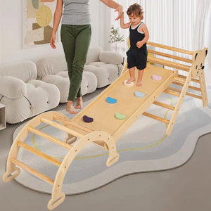 Pickler Pikler Triangle Set Climber 3 Piece Climbing Gym woodandhearts Montessori Climbing Set Toys Play Structure Jungle Gym SlideIndoor Wooden Climbing Arch Toy Climb for Toddlers Baby Kids Infant Mimarta