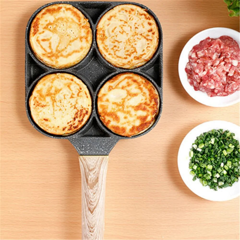 Four-Hole Non-Stick Omelet Pan: Versatile Breakfast Cookware Rieworkes