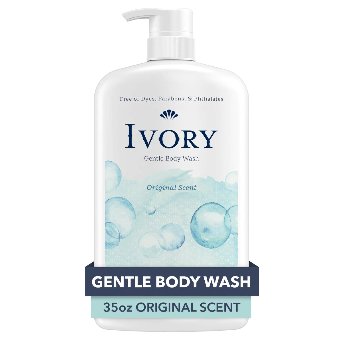 Ivory Gentle Body Wash, Designed for the Whole Family, Free of Dyes Heavy Perfumes Parabens Phthalates & Silicones, Original Scent, 35 oz 35 Fl Oz (Pack of 1) Rieworkes
