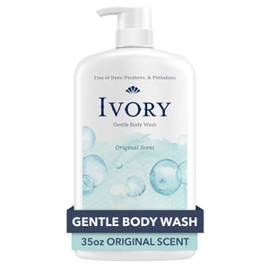 Ivory Gentle Body Wash, Designed for the Whole Family, Free of Dyes Heavy Perfumes Parabens Phthalates & Silicones, Original Scent, 35 oz 35 Fl Oz (Pack of 1) Rieworkes