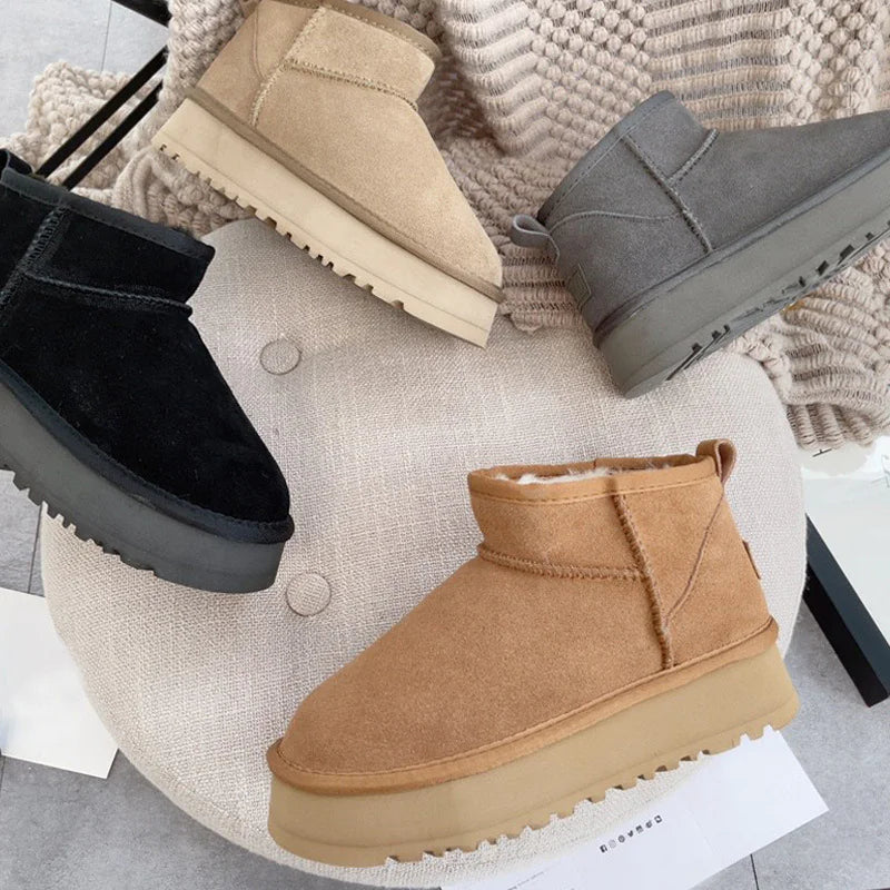 Women's Thick-soled Winter Boots - Warm Short Ankle Shoes Mimarta