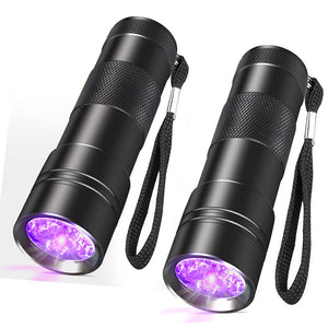SEVENKA Black Light Flashlight 2 Pack 12 LED UV Blacklight Flashlight 395nm Handheld Mini Torch Light Professional Urine Detector for Dog Pet Urine Stains Bed Bugs and Scorpions. Mimarta