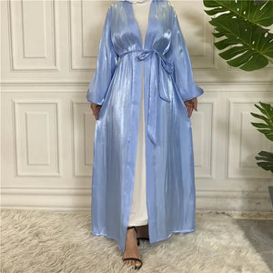 Shiny Silk Lace-Up Cardigan Robe Mimarta