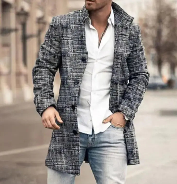 Men's Fashion Casual Tweed Stand-up Collar Coat Rieworkes