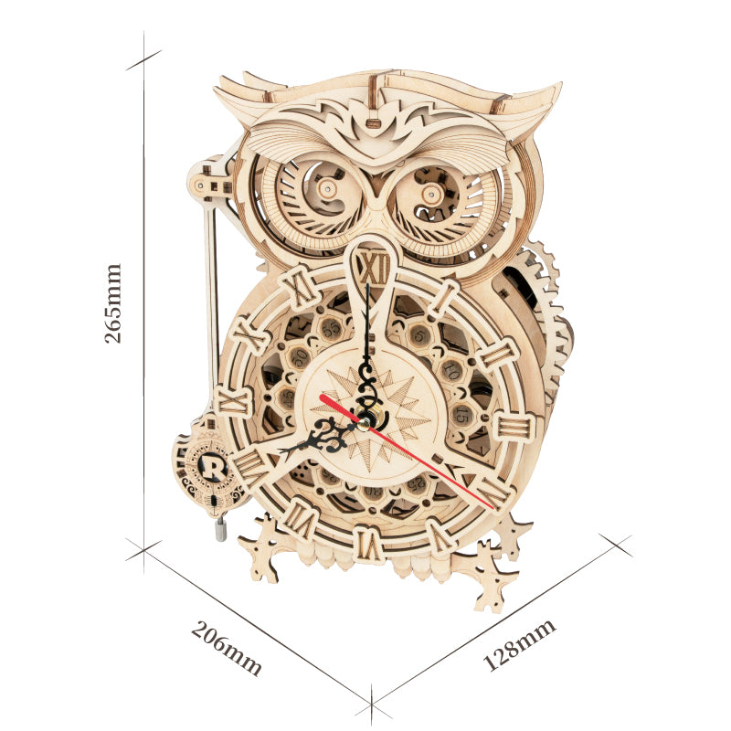 DIY Wooden Mechanical Owl Clock Model for Home Decor Mimarta