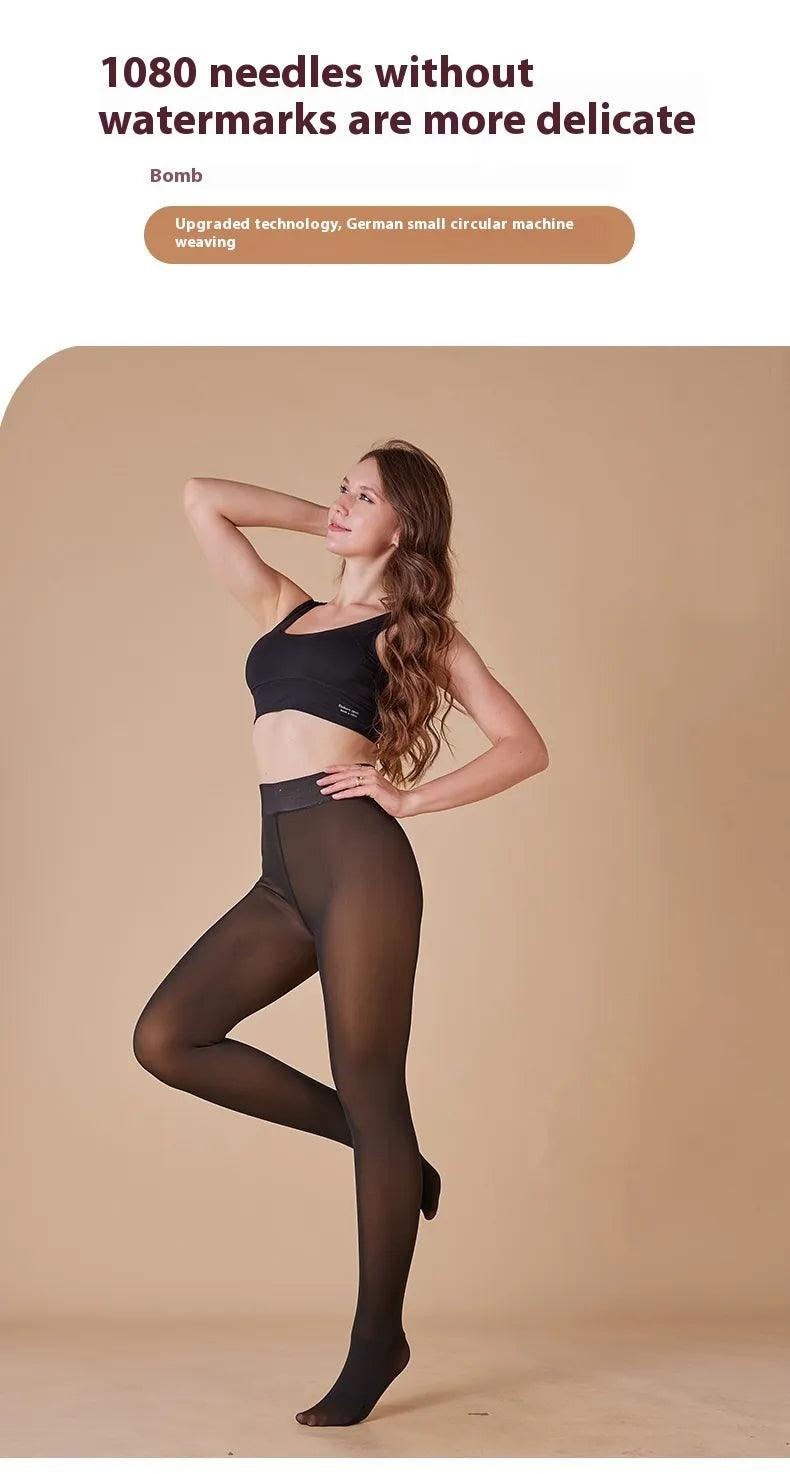 Sheer Fleece-Lined Leggings Mimarta