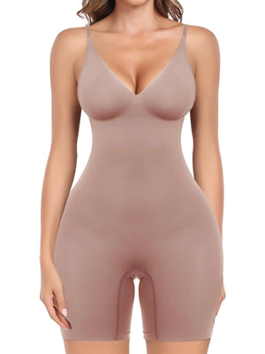 overflair Shapewear Bodysuit for Women Tummy Control Deep V Neck Body Shaper Butt Lifting Fajas Seamless Thigh Slimmer Shorts Nude L Mimarta