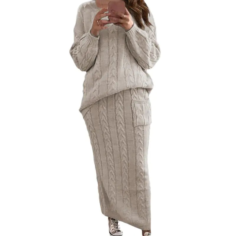 Autumn Winter Women's Fashion Sweater Dress Set Mimarta