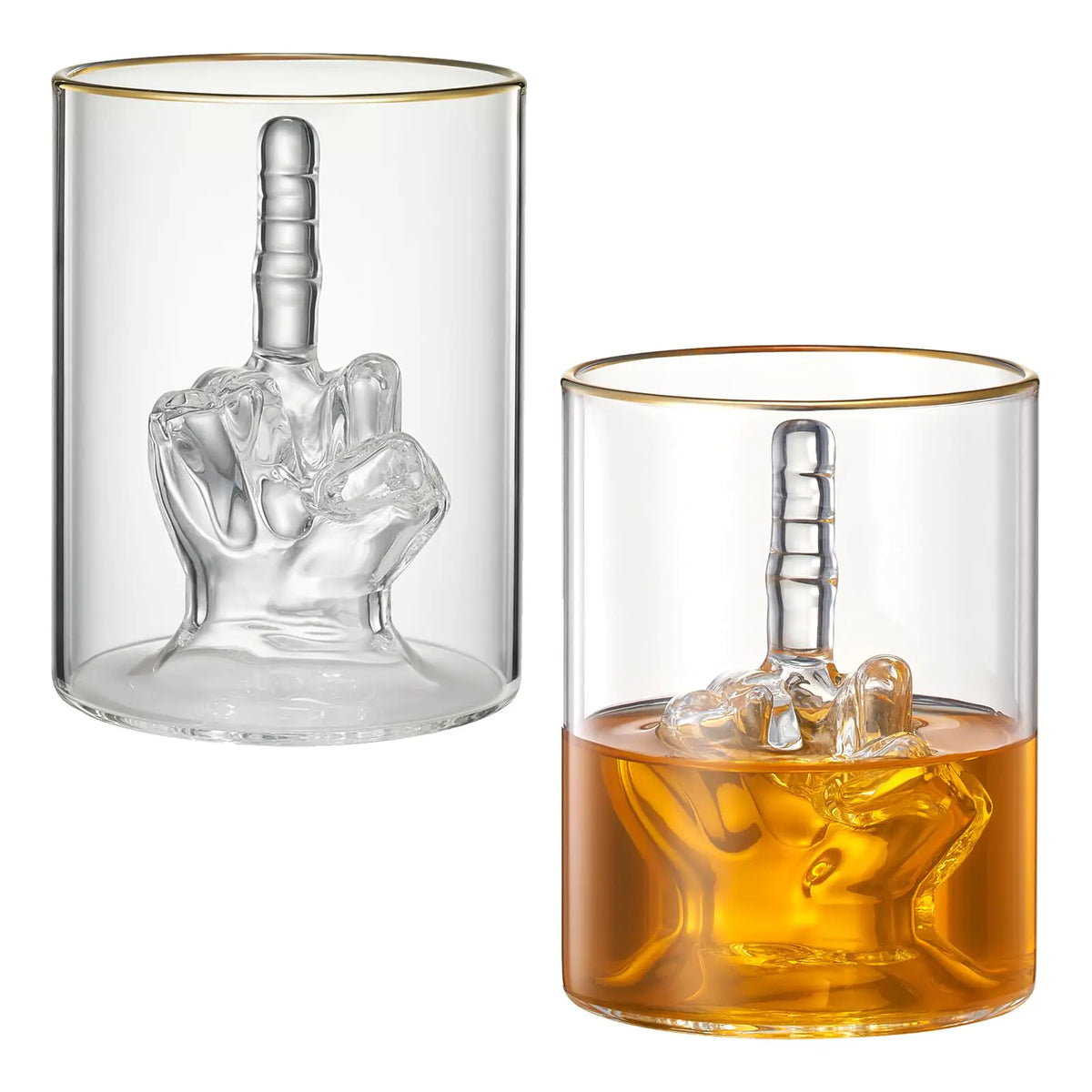 Middle Finger Gifts Whiskey Glass - Fun Personalized Tumbler Glasses | SINGLE| Novelty Whiskey & Wine Funny Gift for Someone You Love ! Birthday Parties Rude Adults Flip Of Gag Gifts 12.5oz Mimarta