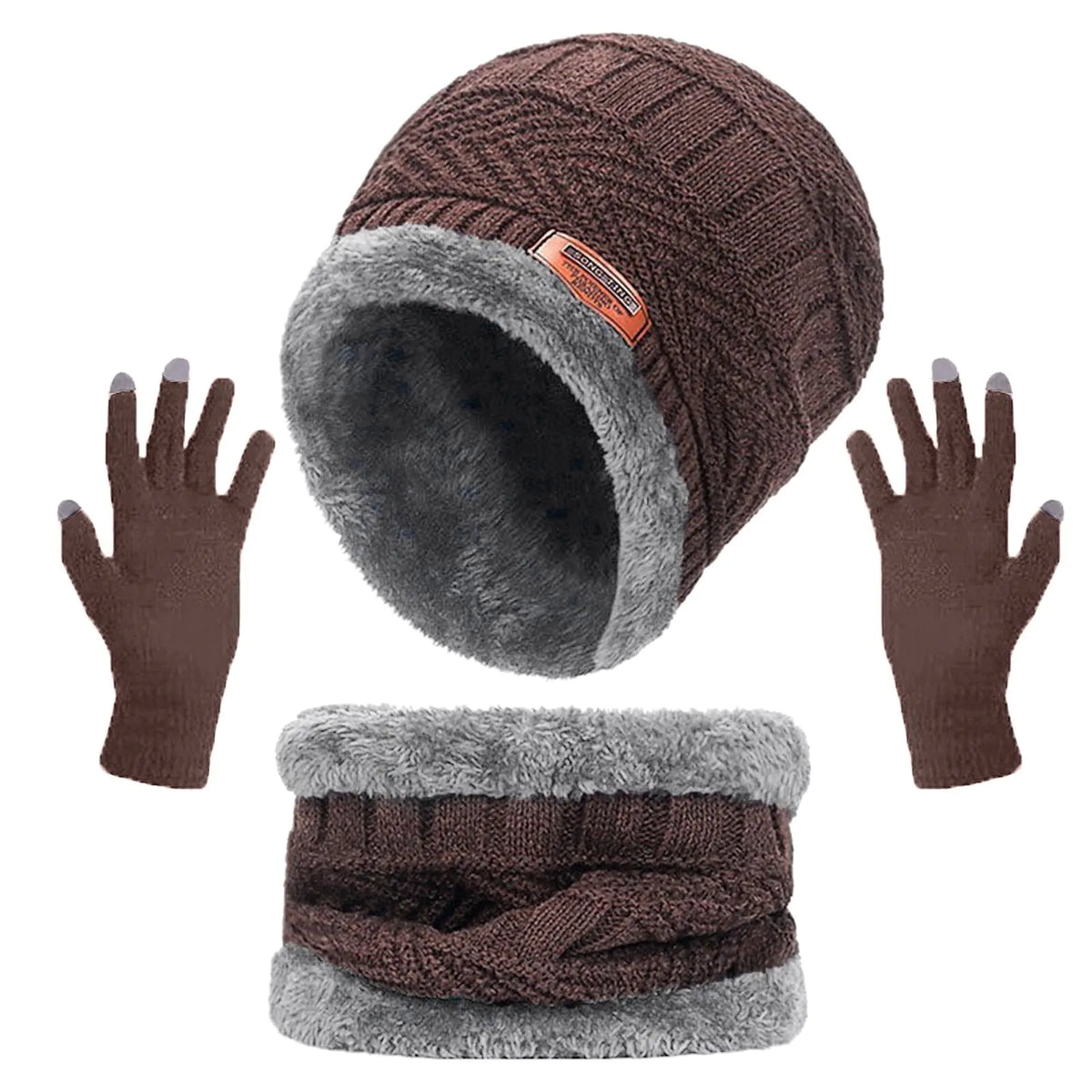 3Pcs Set Fashion Knitted Winter Hats with Gloves Mimarta