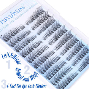 Natural Lash Clusters Wispy Cluster Eyelash Extensions Left&Right Cluster Lashes C Curl Individual Lashes Extension DIY Natural Eye Lash Clusters by TNFVLONEINS Left&Right Lash Clusters Rieworkes
