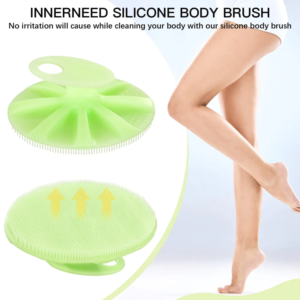 INNERNEED Food-Grade Soft Silicone Body Cleansing Brush Shower Scrubber, Gentle Exfoliating and Massage for All Kinds of Skin (Green) Green Rieworkes