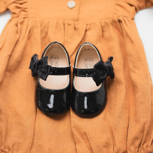 Meckior Infant Baby Girls Soft Sole Bowknot Princess Wedding Dress Mary Jane Flats Prewalker Newborn Light Baby Sneaker Shoes 6-12 Months Infant B05/Black Rieworkes
