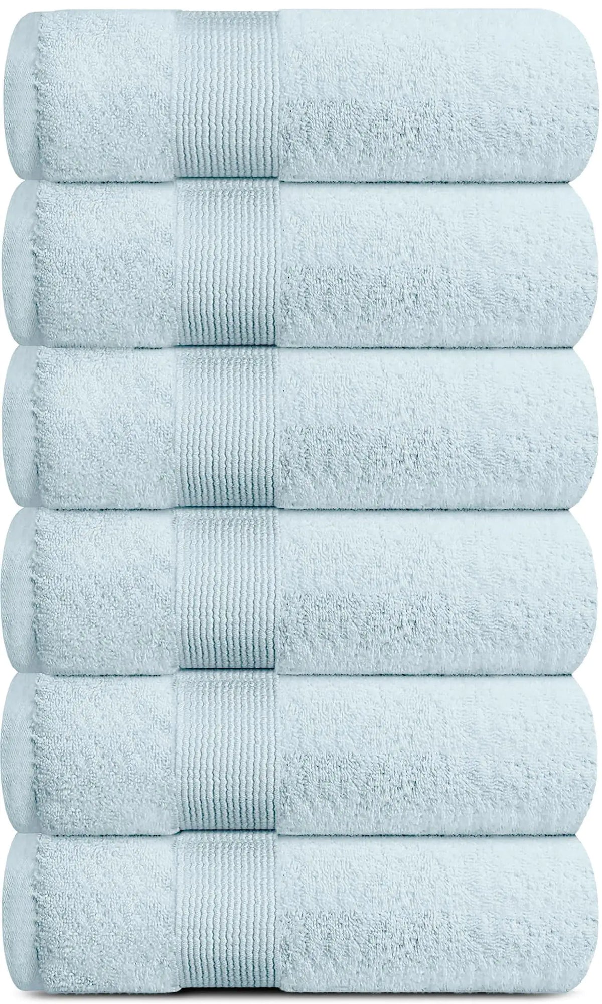 Resort Collection Soft Hand Towels 16x27 in 6 Pack Light Blue Luxury Hotel Rieworkes