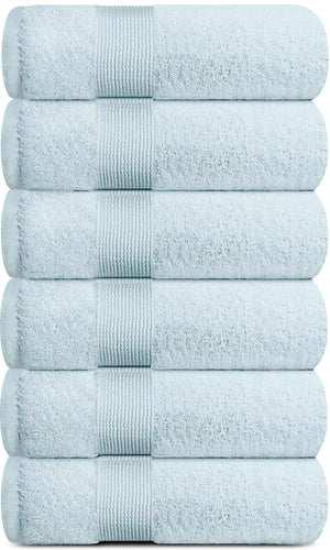 Resort Collection Soft Hand Towels 16x27 in 6 Pack Light Blue Luxury Hotel Rieworkes