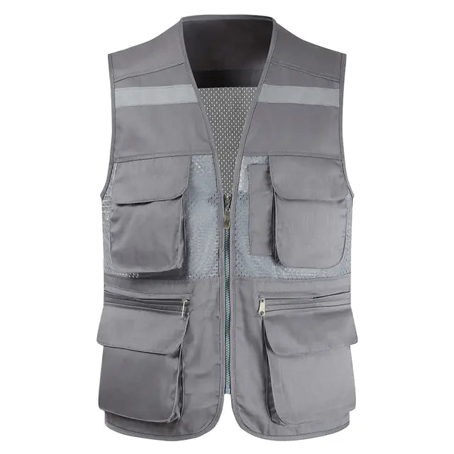 Men's Reflective Safety Vest with Multi-Pocket Mesh Design Mimarta