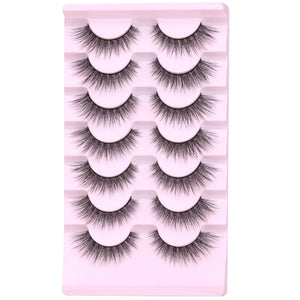 Lashes Wispy Natural False Eyelashes Mink Lashes 7 Pairs Cat Eye Lashes 3D Soft Lightweight Lashes Reusable Strip Lashes by EYDEVRO Wispy C Curl Rieworkes