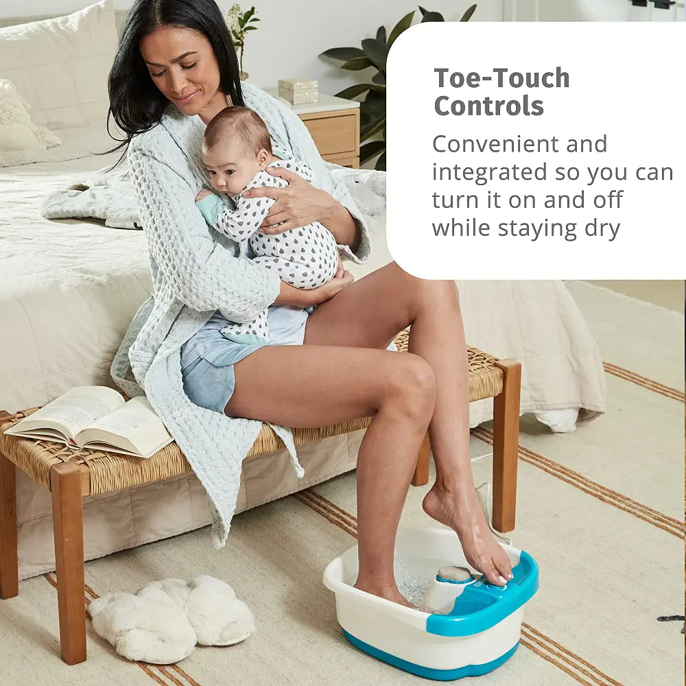 Homedics Bubble Mate Foot Spa, Toe Touch Controlled Foot Bath with Invigorating Bubbles and Splash Proof, Raised Massage nodes and Removable Pumice Stone Standard Rieworkes