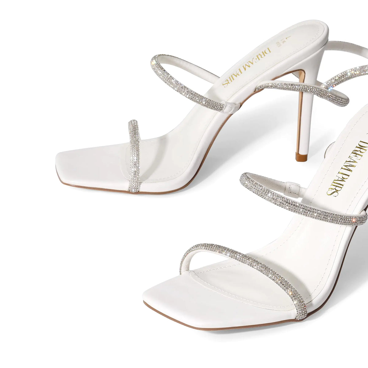 DREAM PAIRS High Heels Stilletos Heels for Women Strappy Gladiator Sexy Square Toe Heels Open Toe Heels Dressy Pumps Sandals 8 White Rieworkes