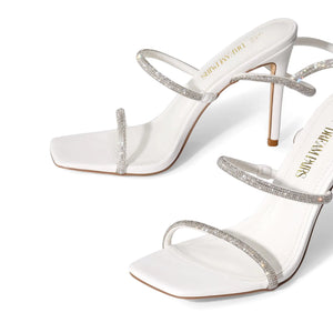 DREAM PAIRS High Heels Stilletos Heels for Women Strappy Gladiator Sexy Square Toe Heels Open Toe Heels Dressy Pumps Sandals 8 White Rieworkes