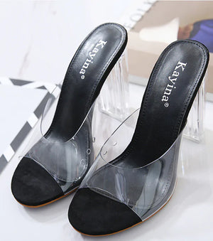 Jelly Crystal Leopard Open Toed High Heels Rieworkes