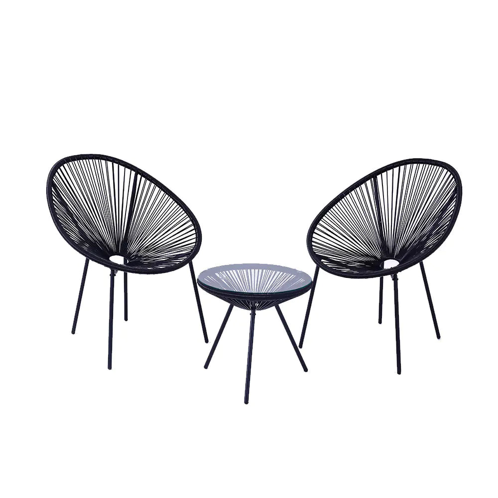 3-Piece Outdoor Patio Rattan Chair Set with Table Mimarta