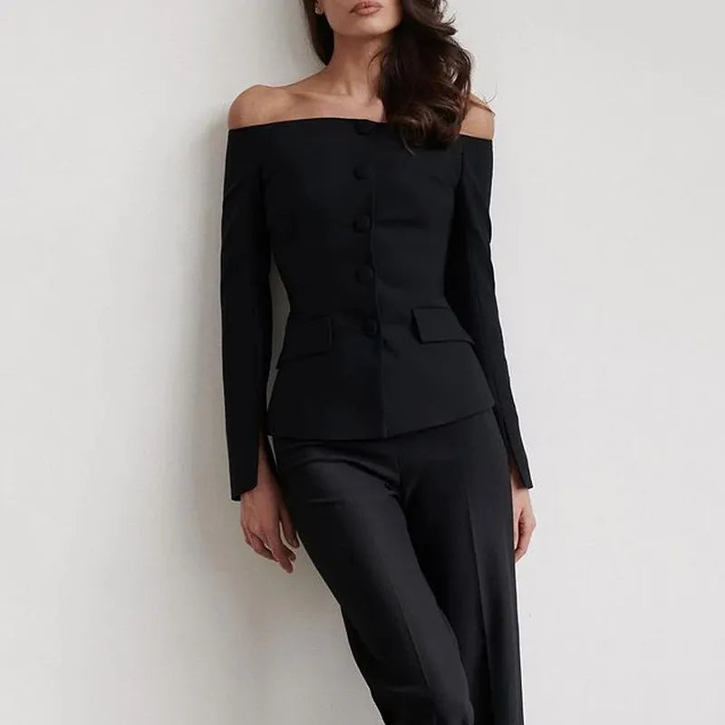 Women's Fashion Elegant Solid Color Long Sleeved Pants Set Mimarta