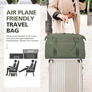 Travel Duffle Bag, Waterproof Weekender Bag Carry On Tote Bags for Women, Travel Essentials Sport Gym Bag for Men, Hospital Bag for Labor and Delivery, Overnight Bag Luggage Bag with Trolley Sleeve 06 Dark Green Rieworkes