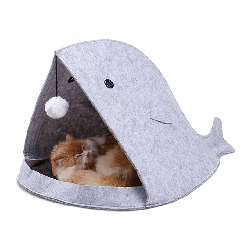 Washable Non-Woven Cat Bed, Shark Dog Bed, Foldable Pet Cave Mimarta