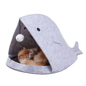 Washable Non-Woven Cat Bed, Shark Dog Bed, Foldable Pet Cave Mimarta