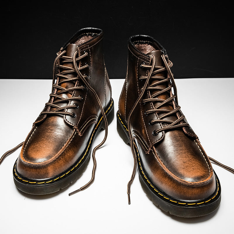 Men's High-Top Cowhide Martin Trendy Tooling Boots Mimarta