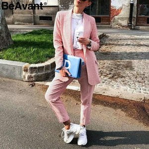 Elegant Plaid Women Blazer Rieworkes