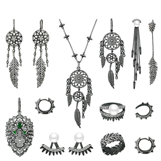 Silver Dreamcatcher Earrings with Lion & Feather Design Mimarta