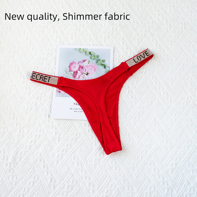 Low Waist Rhinestone Thong Panties for Women Fitness Mimarta