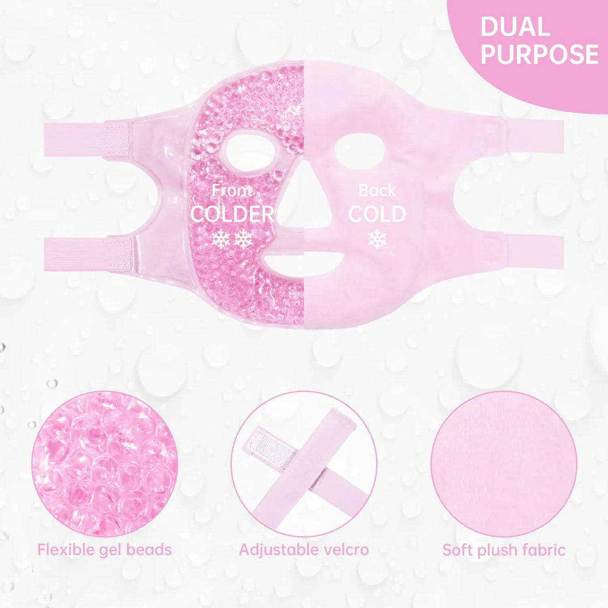 Face Eye Mask Ice Pack for Reducing Puffiness, Bags Under Eyes, Puffy Dark Circles, Migraine,Hot/Cold Pack with Soft Plush Backing (Pink #19) Pink #19 Rieworkes
