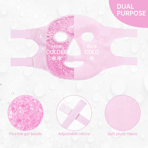 Face Eye Mask Ice Pack for Reducing Puffiness, Bags Under Eyes, Puffy Dark Circles, Migraine,Hot/Cold Pack with Soft Plush Backing (Pink #19) Pink #19 Rieworkes