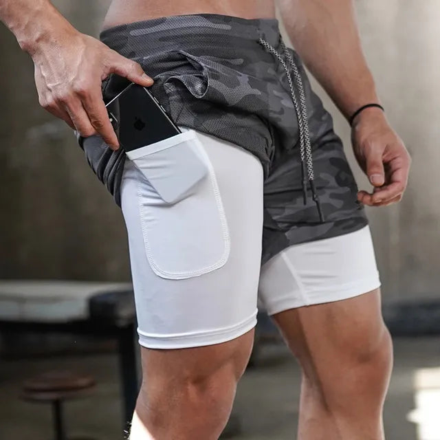 Camo Running Shorts Men Gym Sports Rieworkes