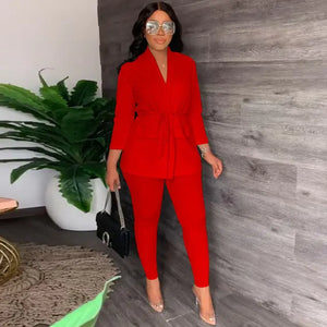 V-Neck Lace-up Shirt Tight Pants Two-piece Suit Rieworkes
