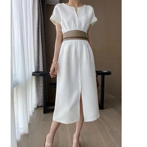 Sculptural White Tea Dress - Elegant Long Summer Dress Mimarta