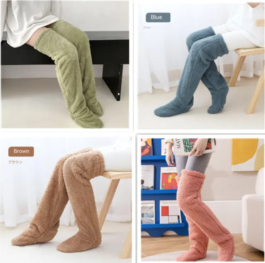 Fuzzy Over Knee High Winter Warm Socks Rieworkes