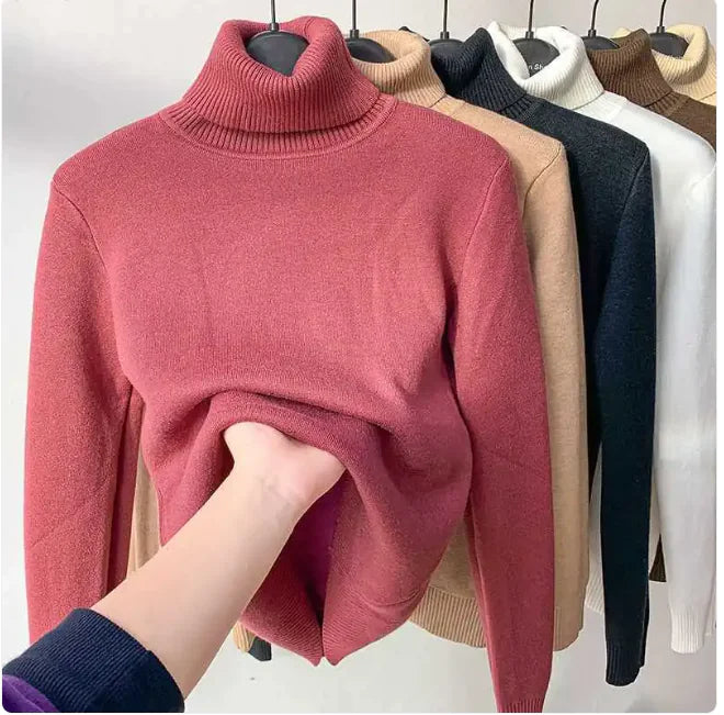 Cozy Velvet Art Retro Turtleneck Pullover Sweater Rieworkes