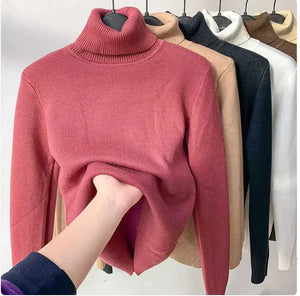 Cozy Velvet Art Retro Turtleneck Pullover Sweater Rieworkes