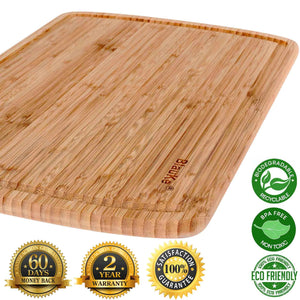Extra Large Wood Cutting Board 18x12 inch - Butcher Block with Juice Groove, Serving Tray - Wooden Chopping Board for Kitchen Mimarta